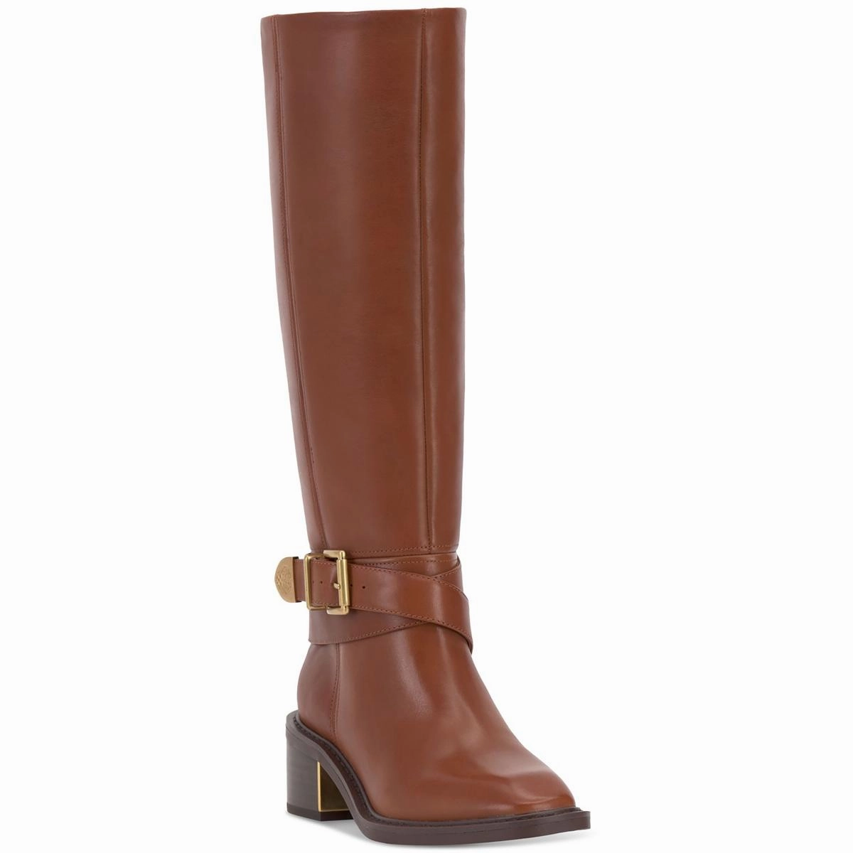 Cushioned Step Night Travel Elastic Cuff Womens Buckle Leather Knee-High Boots
