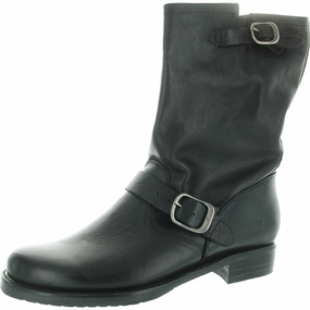 Quiet Sole Womens Buckle Leather Motorcycle Boots