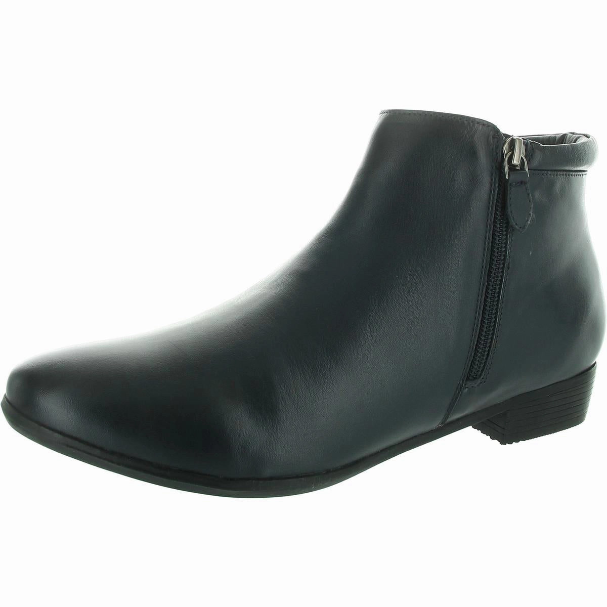 Womens Double Zipper Leather Ankle Boots Subtle Finish