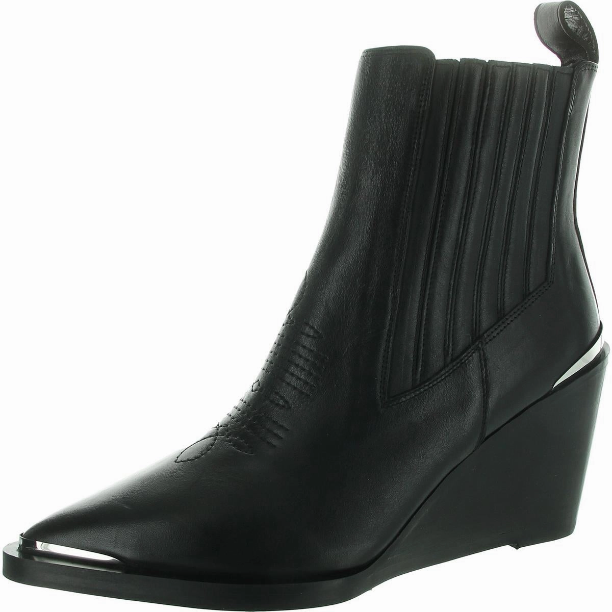 Protective Finish Windy Weather Light Step Womens Embroidered Leather Wedge Boots