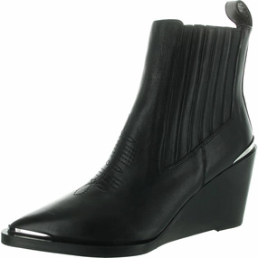 Protective Finish Windy Weather Light Step Womens Embroidered Leather Wedge Boots