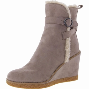 Womens Faux Fur Faux Suede Booties Zip   Up Design Sporty Look