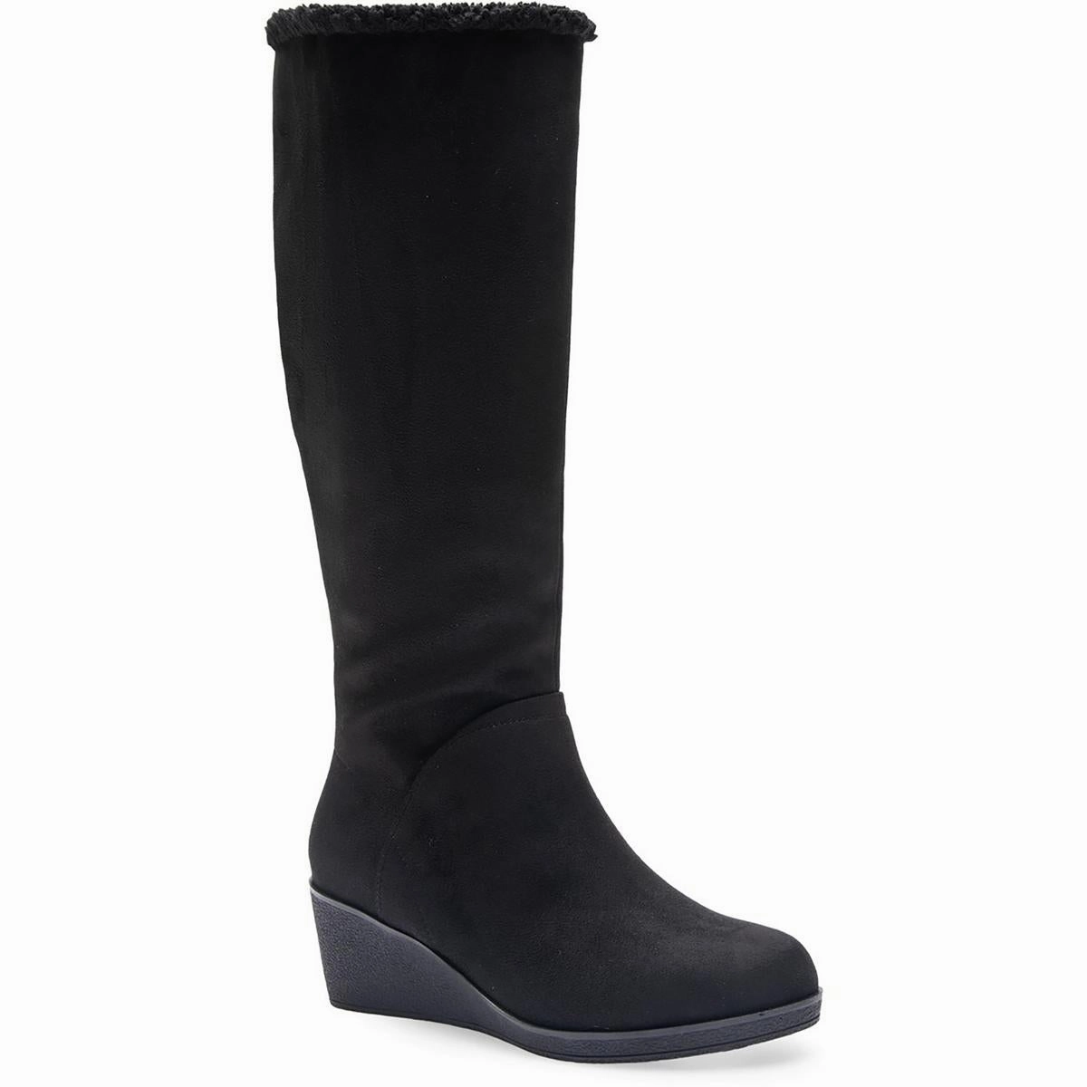 Womens Faux Fur Lined Faux Suede Wedge Boots Winter Protection