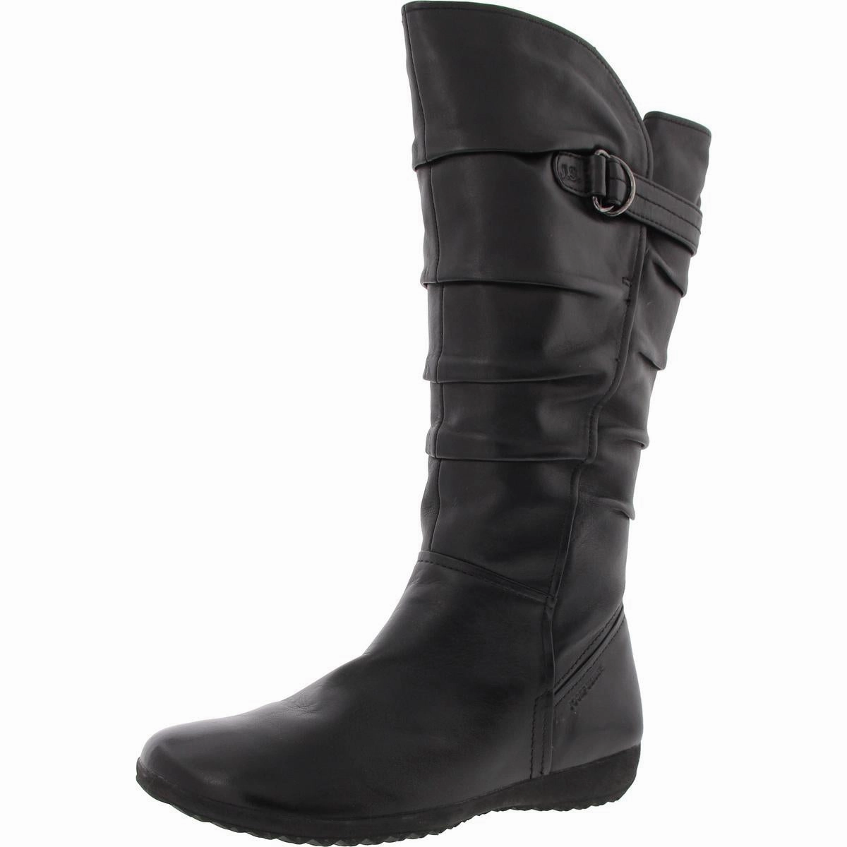 Womens Faux Fur Lined Leather Mid-Calf Boots synthetic material Bold Red