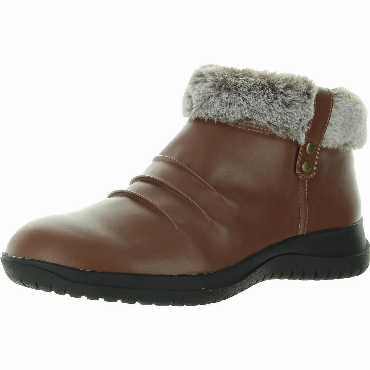 Womens Faux Fur Lined Man Made Booties Stable Support Functional Minimalist
