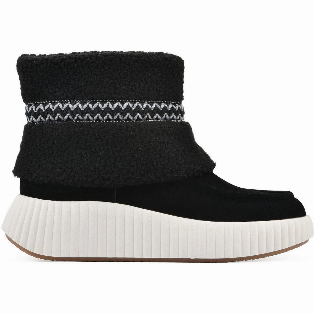 Womens Faux Fur Suede Booties Metallic Edge