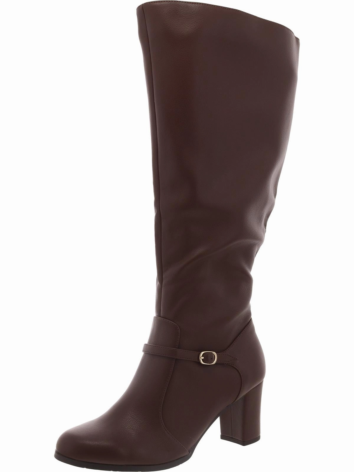 Urban Ready Womens Faux Leather Wide Calf Knee-High Boots