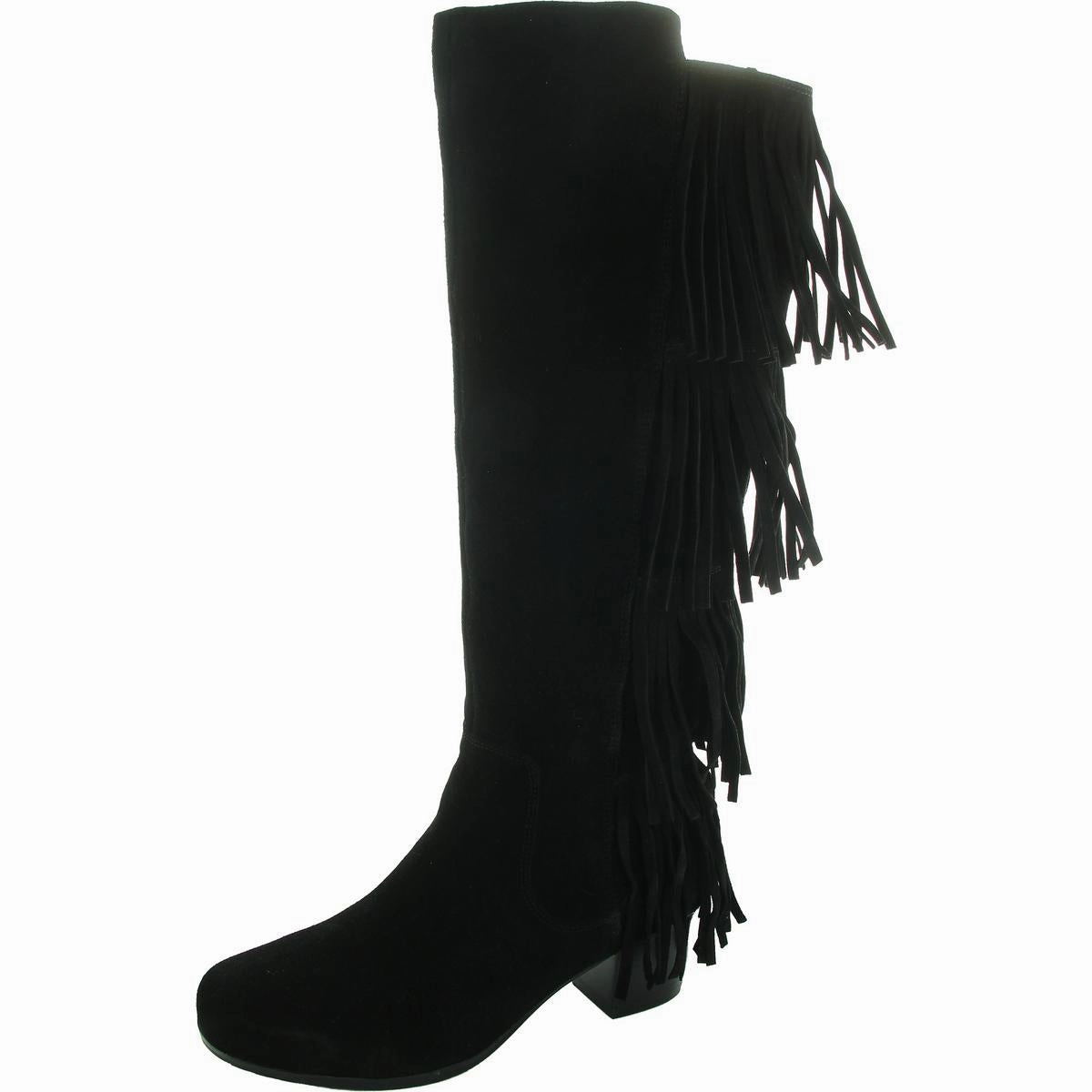 Hope Step Womens Fringe Leather Knee-High Boots