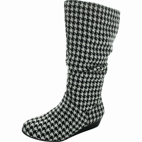 Snake print Multi Purpose Womens Houndstooth Faux Suede Mid-Calf Boots