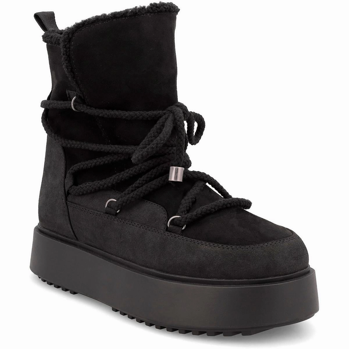 Womens Lace-Up Faux Suede Booties Warm Insulation Arctic Cool