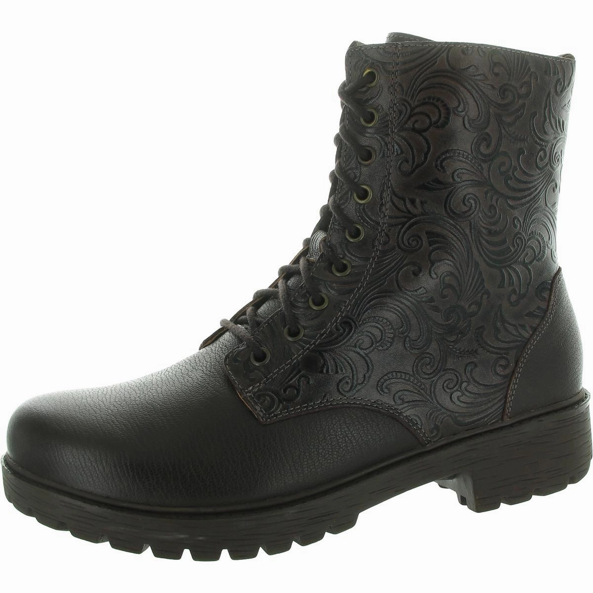 Womens Lace-Up Leather Mid-Calf Boots Heavy Duty Performance