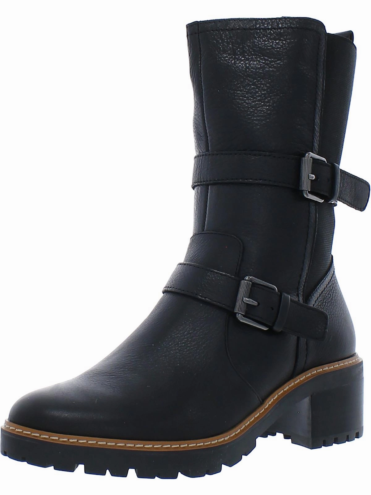 Womens Leather Round Toe Mid-Calf Boots Leather Cool