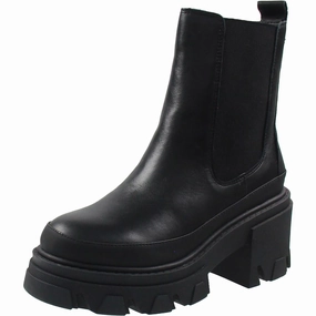 mesh material Womens Lugged Sole Leather Chelsea Boots
