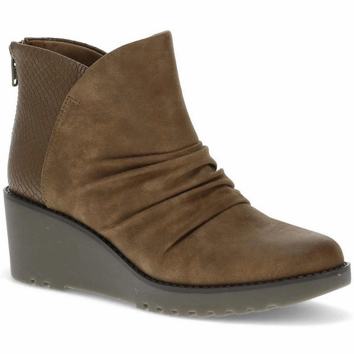 Womens Ruched Faux Suede Booties Trek Ready