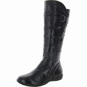Womens Ruched Leather Knee-High Boots Shear Warm Mid Length