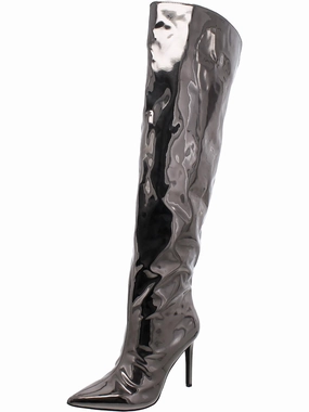Low Profile Windy Weather Zip Up Style Womens Slip On Pointed Toe Knee-High Boots