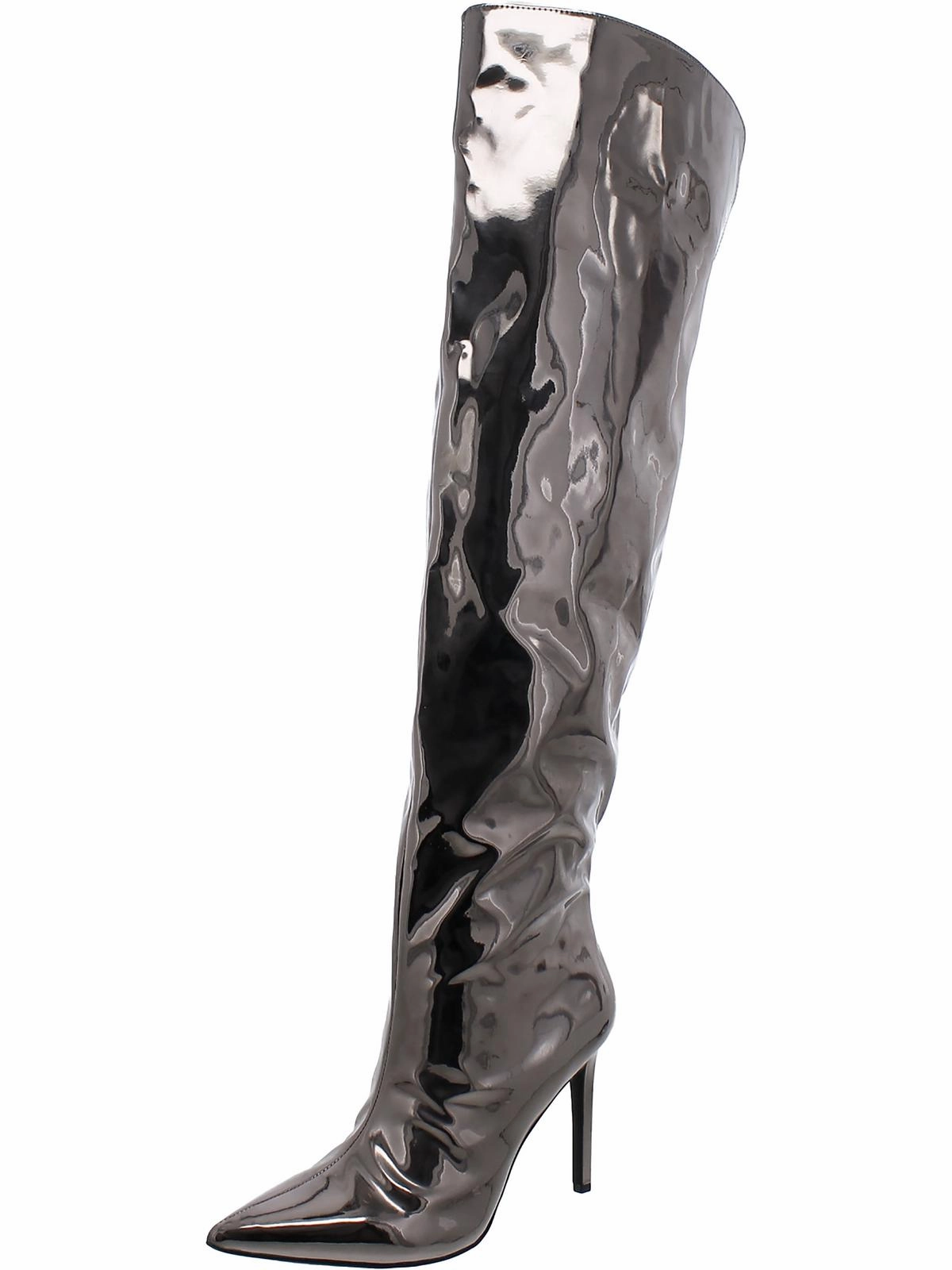 Low Profile Windy Weather Zip Up Style Womens Slip On Pointed Toe Knee-High Boots