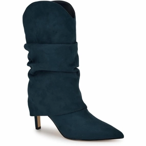 Minimal Look Womens Slouchy Faux Suede Mid-Calf Boots
