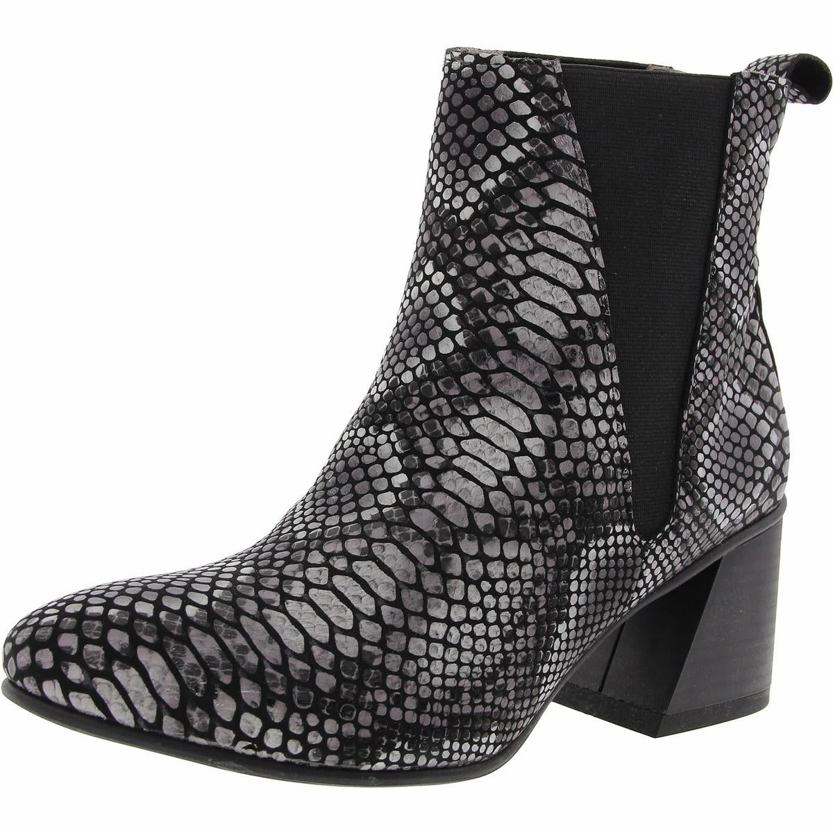 Womens Snake Print Leather Ankle Boots Dad Mode Low Top