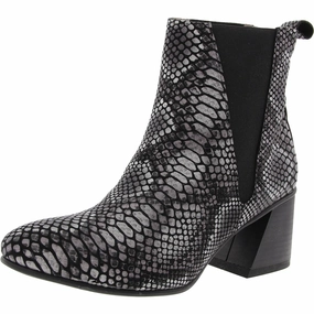 Womens Snake Print Leather Ankle Boots Dad Mode Low Top