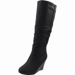 Womens Solid Faux Leather Knee-High Boots Odor Resistant Leather Material