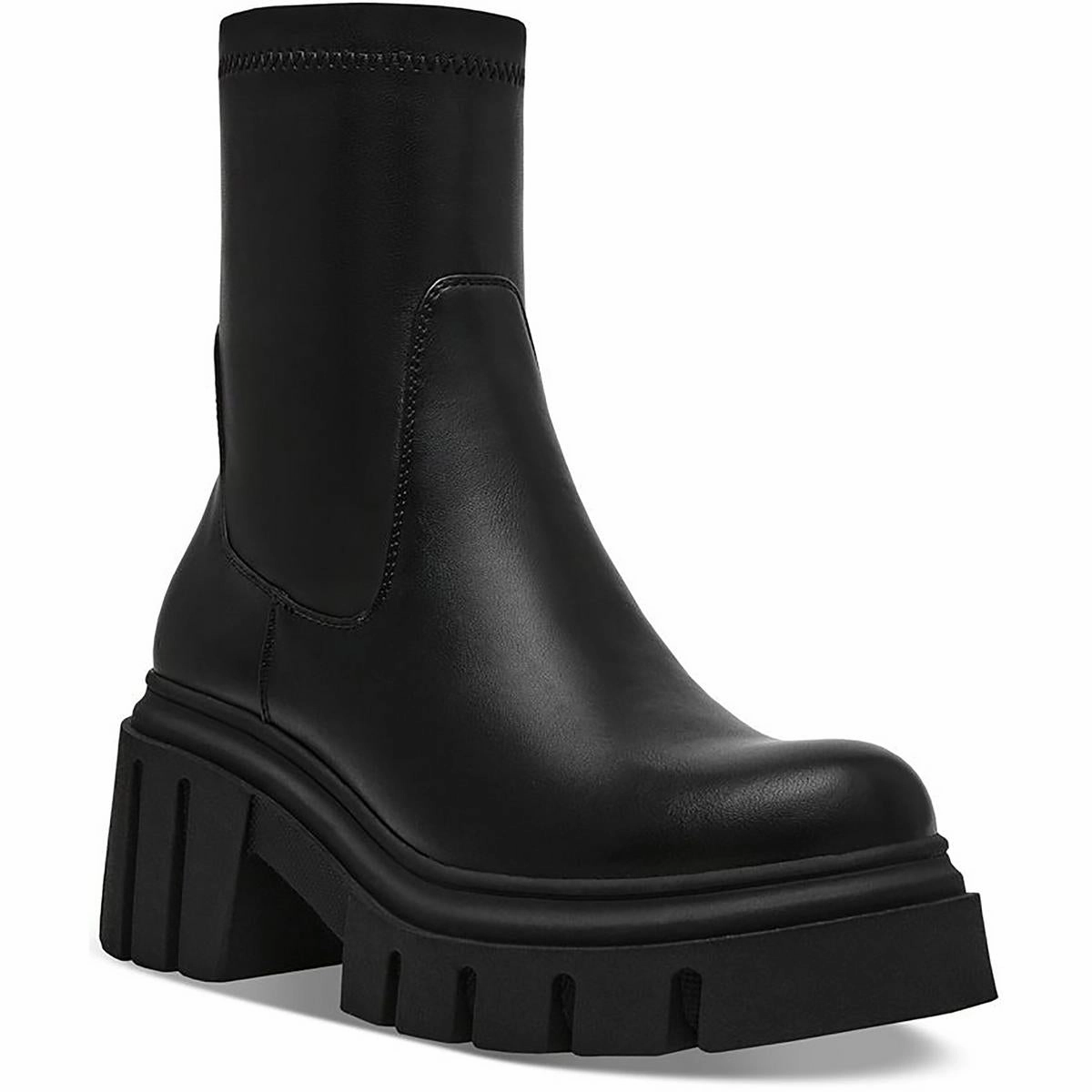 Insulated Fit Thick Grip Womens Solid Faux Leather Motorcycle Boots