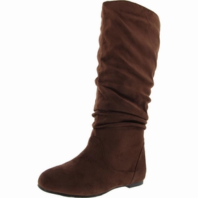 Womens Solid Faux Suede Knee-High Boots Social Butterfly