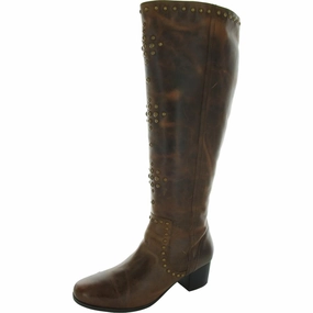 Womens Studded Leather Knee-High Boots Effortless Look All Weather Mountain Hike