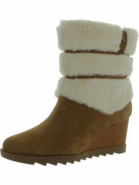 Pure White Womens Suede Cozy Winter & Snow Boots