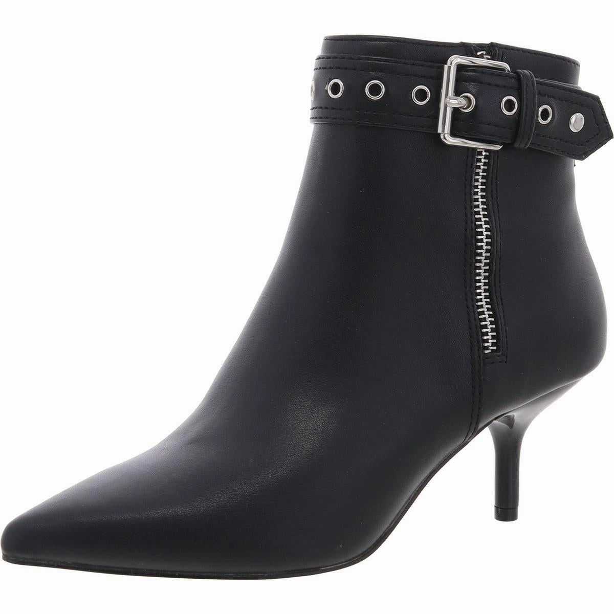 Womens Zipper Faux Leather Booties Shock Absorbing Snowy Path