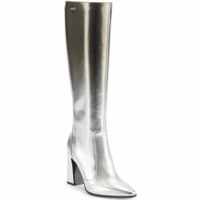 Womens Zipper Faux Leather Knee-High Boots slim fit
