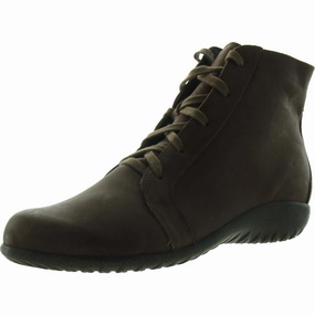 Womens Zipper Leather Ankle Boots Cushion Build Lace Up Design