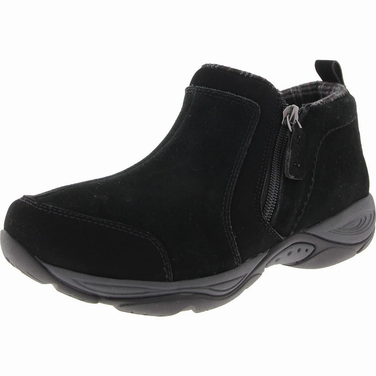 Womens Zipper Leather Booties Grey Storm