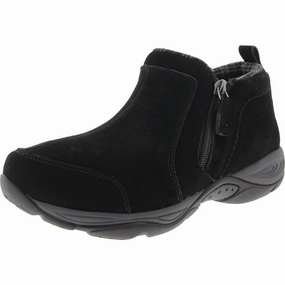 Womens Zipper Leather Booties Grey Storm