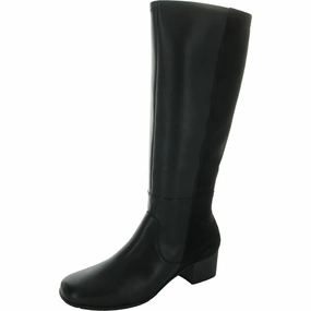 Womens Zipper Leather Knee-High Boots Transitional Style Utility Style
