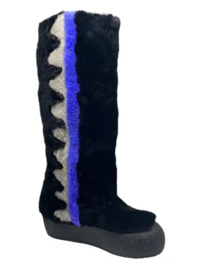 Comfortable Insole Flexible Frame Weekend Camping Bally Chiora 6228435 Women's Black/Blue Fur Boots