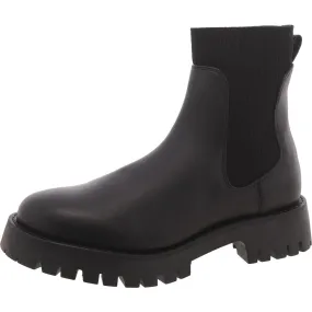 Womens Faux Leather Block Heel Chelsea Boots All Fit Hiking Boots
