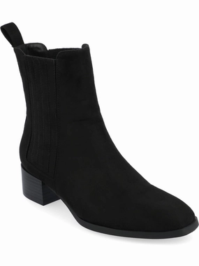 wrenley Womens Faux Suede Stretch Booties Padded Interior Rainy Day Commuter Cushioned