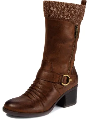 Wylla Womens Casual Round Toe Mid-Calf Boots Anti-Slip Function