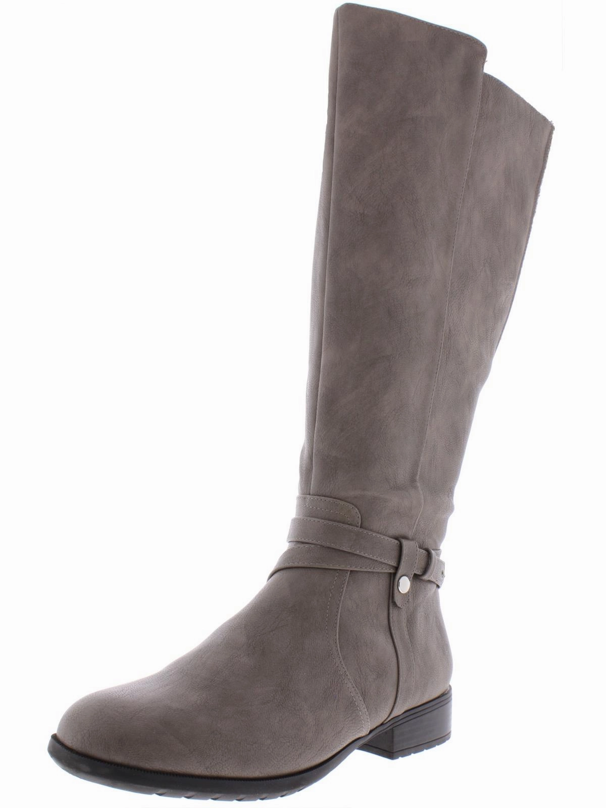 Xtrovert Womens Wide Calf Faux Leather Knee-High Boots Comfy Step